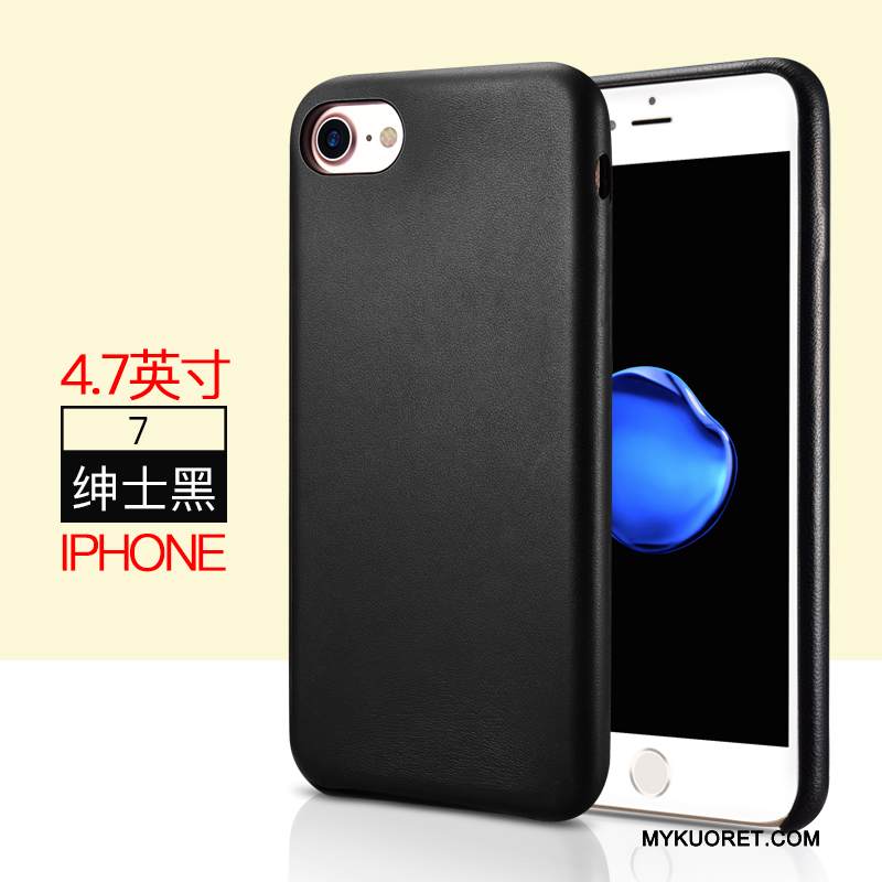 Kuori iPhone 7 Nahka Puhelimen Kuoret Musta, Kotelo iPhone 7 Suojaus Pieni Liiketoiminta