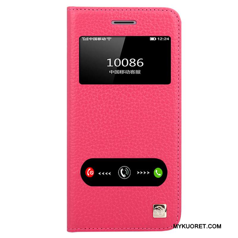 Kuori iPhone 7 Nahka Trendi Oranssi, Kotelo iPhone 7 Kuoret Puhelimen Kuoret Avaa Ikkuna