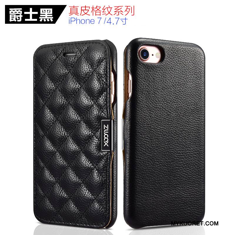 Kuori iPhone 7 Nahka Yksinkertainen Punainen, Kotelo iPhone 7 Suojaus Puhelimen Kuoret