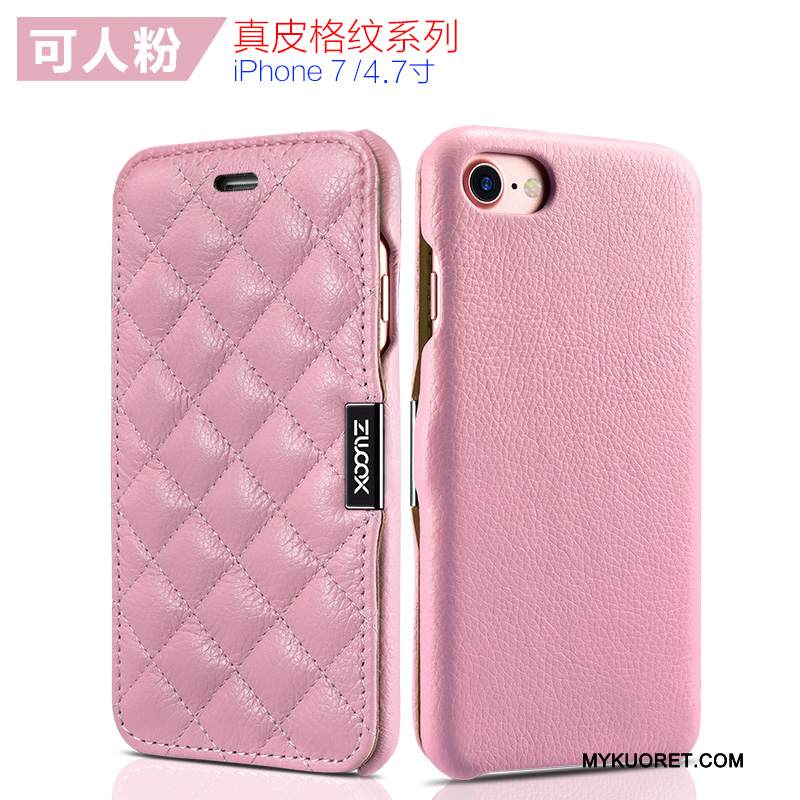 Kuori iPhone 7 Nahka Yksinkertainen Punainen, Kotelo iPhone 7 Suojaus Puhelimen Kuoret