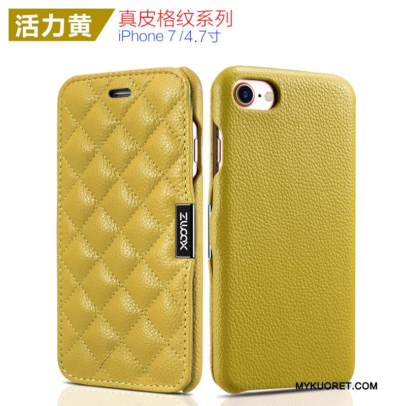 Kuori iPhone 7 Nahka Yksinkertainen Punainen, Kotelo iPhone 7 Suojaus Puhelimen Kuoret