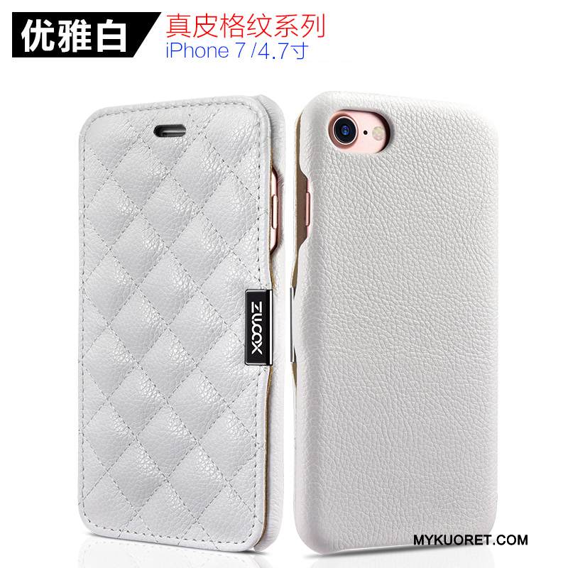 Kuori iPhone 7 Nahka Yksinkertainen Punainen, Kotelo iPhone 7 Suojaus Puhelimen Kuoret