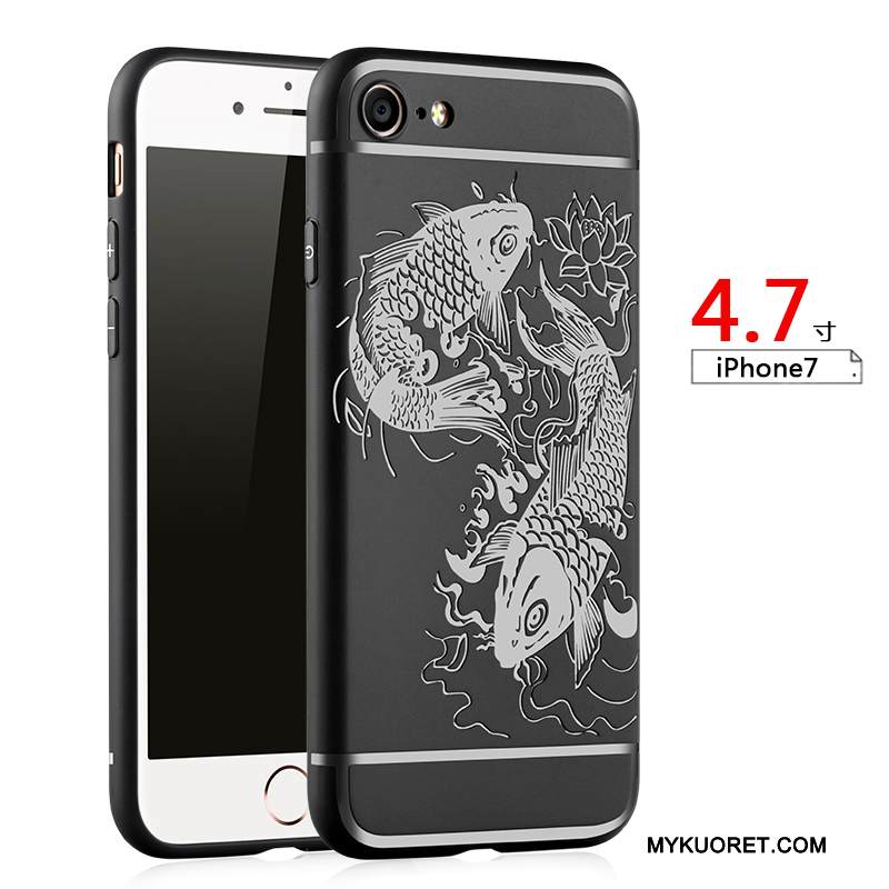 Kuori iPhone 7 Pehmeä Neste Murtumaton Pesty Suede, Kotelo iPhone 7 Silikoni Tummansininen Puhelimen Kuoret