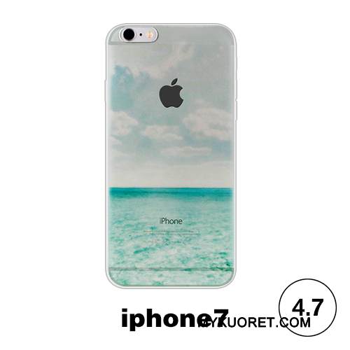 Kuori iPhone 7 Pehmeä Neste Puhelimen Kuoret Läpinäkyvä, Kotelo iPhone 7 Luova Yksinkertainen Vihreä