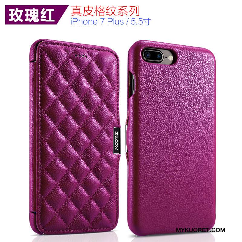 Kuori iPhone 7 Plus Kuoret Punainen Violetti, Kotelo iPhone 7 Plus Nahka Puhelimen Kuoret Yksinkertainen