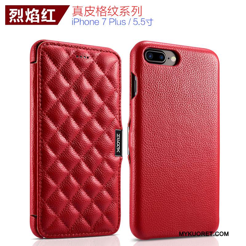 Kuori iPhone 7 Plus Kuoret Punainen Violetti, Kotelo iPhone 7 Plus Nahka Puhelimen Kuoret Yksinkertainen