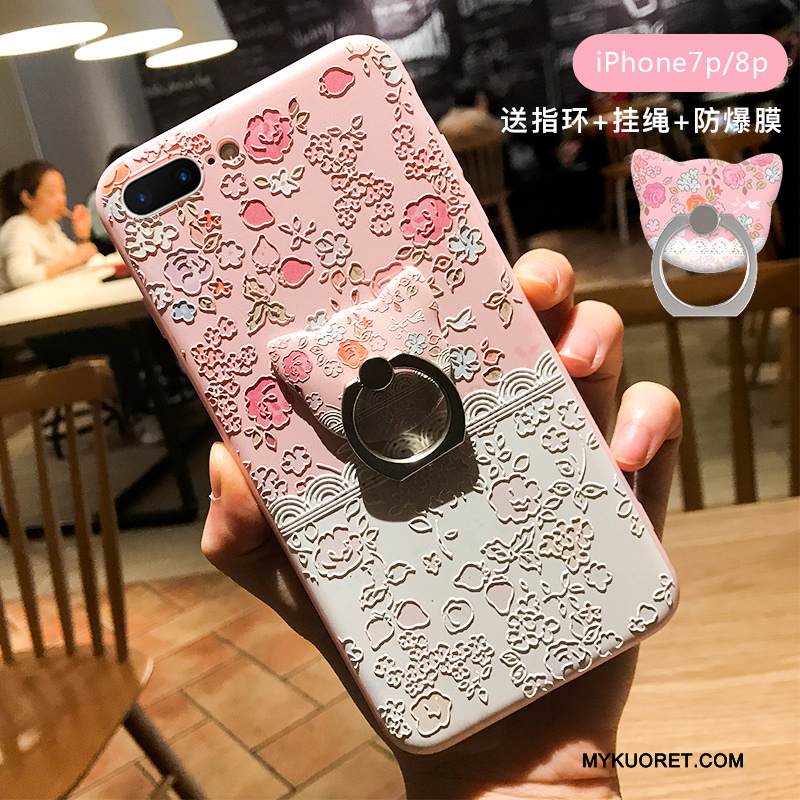 Kuori iPhone 7 Plus Laukut Kissa Jauhe, Kotelo iPhone 7 Plus Sarjakuva Murtumaton Rengas