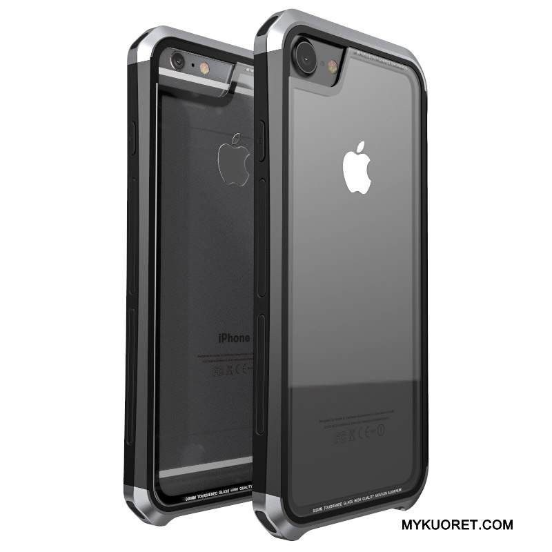 Kuori iPhone 7 Plus Laukut Lasi Takakansi, Kotelo iPhone 7 Plus Metalli Läpinäkyvä Violetti