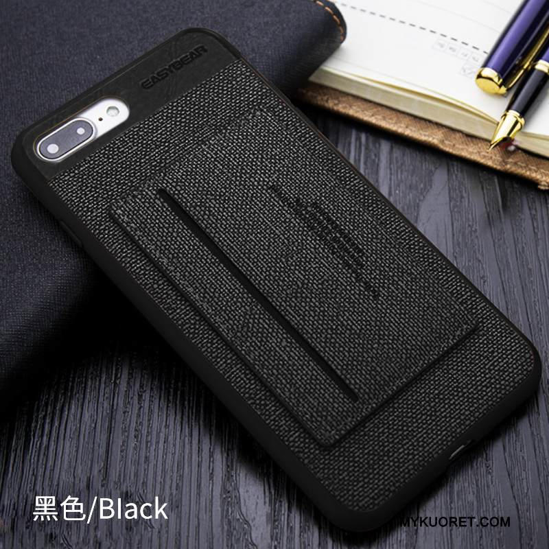 Kuori iPhone 7 Plus Nahka Musta Kortti, Kotelo iPhone 7 Plus Tuki Khaki Puhelimen Kuoret