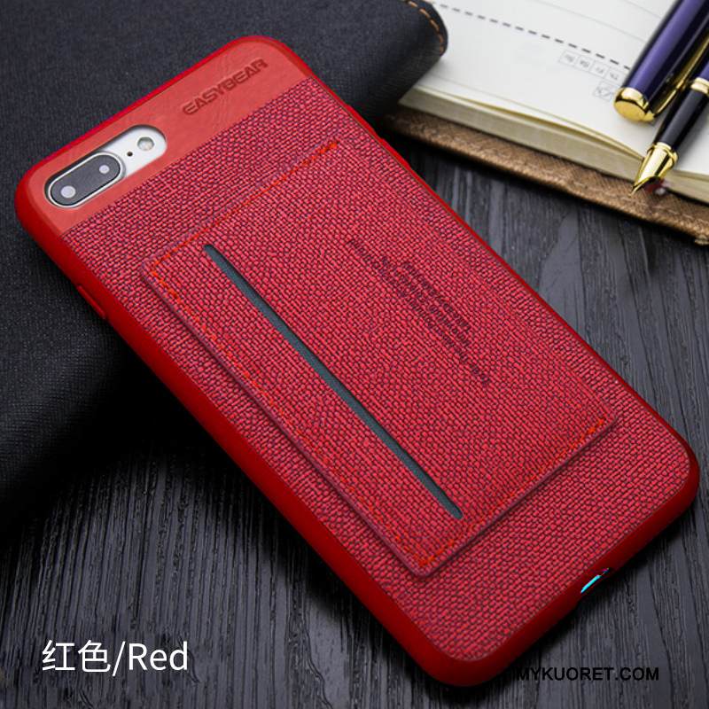 Kuori iPhone 7 Plus Nahka Musta Kortti, Kotelo iPhone 7 Plus Tuki Khaki Puhelimen Kuoret