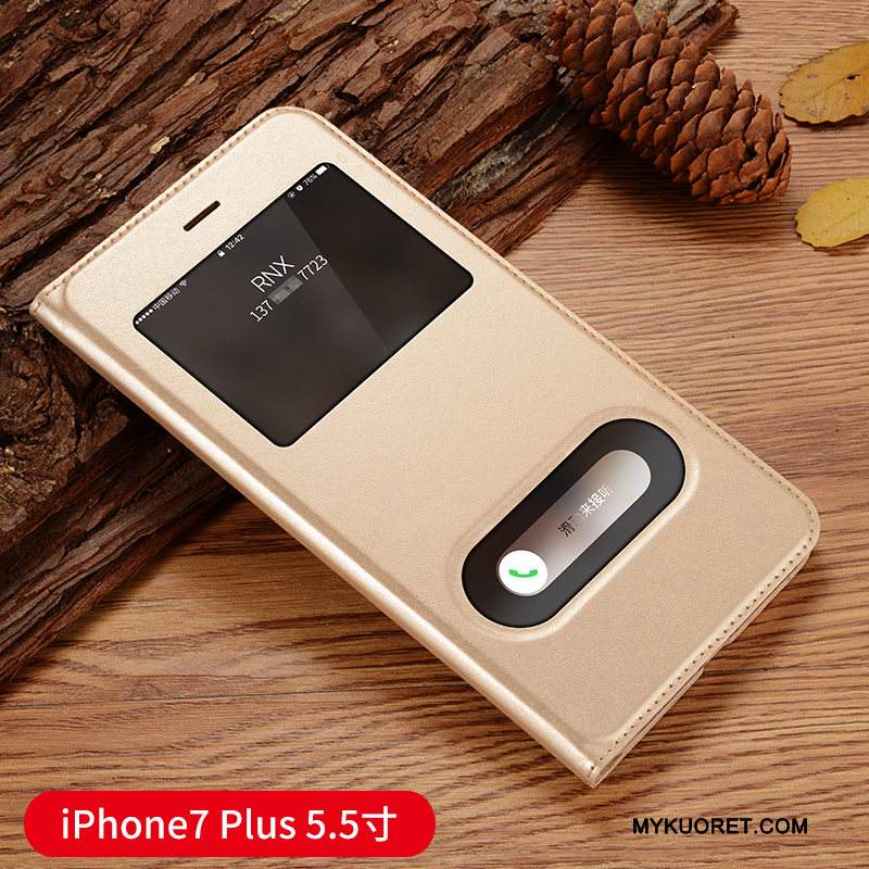 Kuori iPhone 7 Plus Nahka Puhelimen Kuoret Kulta, Kotelo iPhone 7 Plus Kuoret