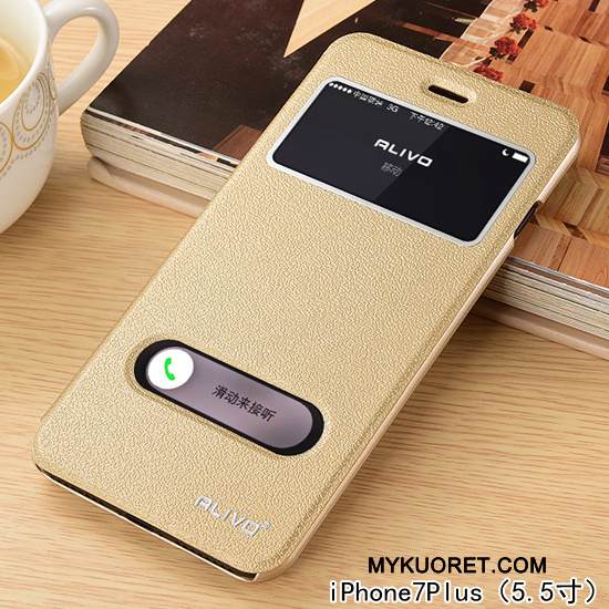 Kuori iPhone 7 Plus Nahka Puhelimen Kuoret Kulta, Kotelo iPhone 7 Plus Kuoret Valkoinen