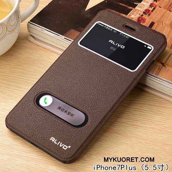 Kuori iPhone 7 Plus Nahka Puhelimen Kuoret Kulta, Kotelo iPhone 7 Plus Kuoret Valkoinen