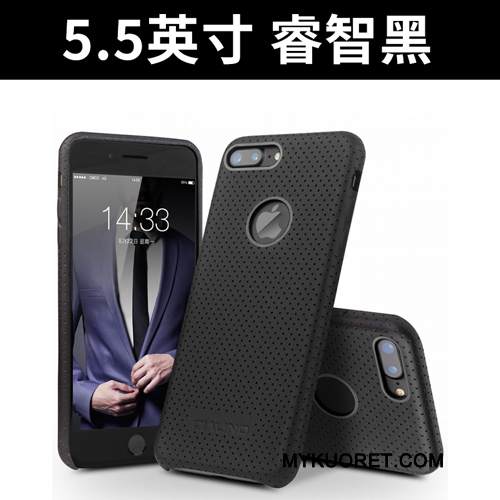 Kuori iPhone 7 Plus Nahka Puhelimen Kuoret Musta, Kotelo iPhone 7 Plus Suojaus Liiketoiminta Takakansi