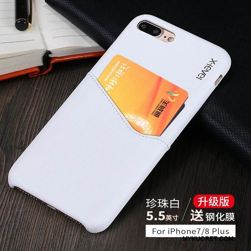 Kuori iPhone 7 Plus Nahka Punainen Murtumaton, Kotelo iPhone 7 Plus Suojaus Puhelimen Kuoret Kortti