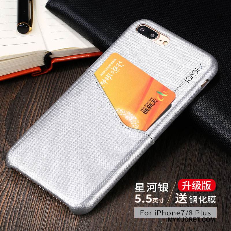 Kuori iPhone 7 Plus Nahka Punainen Murtumaton, Kotelo iPhone 7 Plus Suojaus Puhelimen Kuoret Kortti
