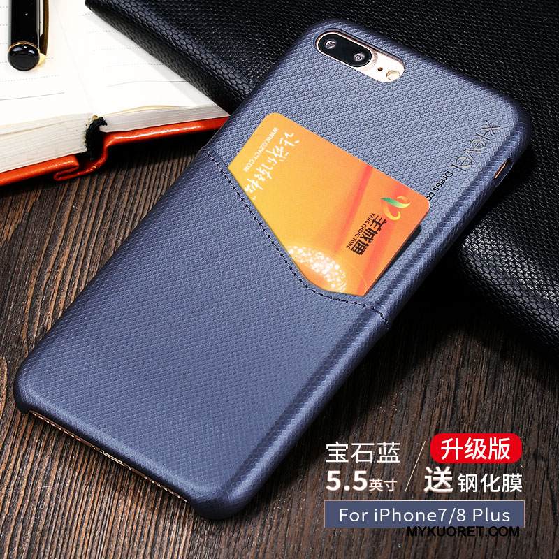 Kuori iPhone 7 Plus Nahka Punainen Murtumaton, Kotelo iPhone 7 Plus Suojaus Puhelimen Kuoret Kortti