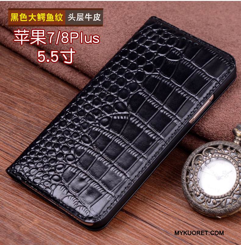 Kuori iPhone 7 Plus Nahka Punainen Trendi, Kotelo iPhone 7 Plus Musta Puhelimen Kuoret