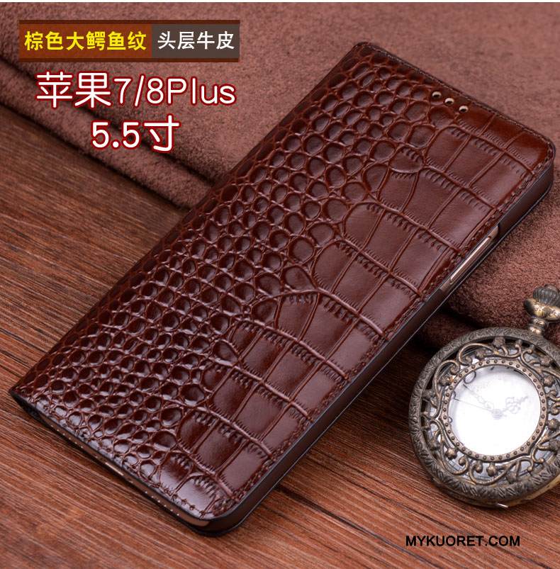 Kuori iPhone 7 Plus Nahka Punainen Trendi, Kotelo iPhone 7 Plus Musta Puhelimen Kuoret