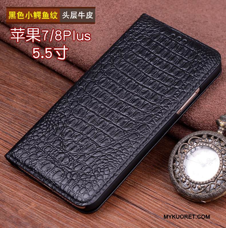 Kuori iPhone 7 Plus Nahka Punainen Trendi, Kotelo iPhone 7 Plus Musta Puhelimen Kuoret