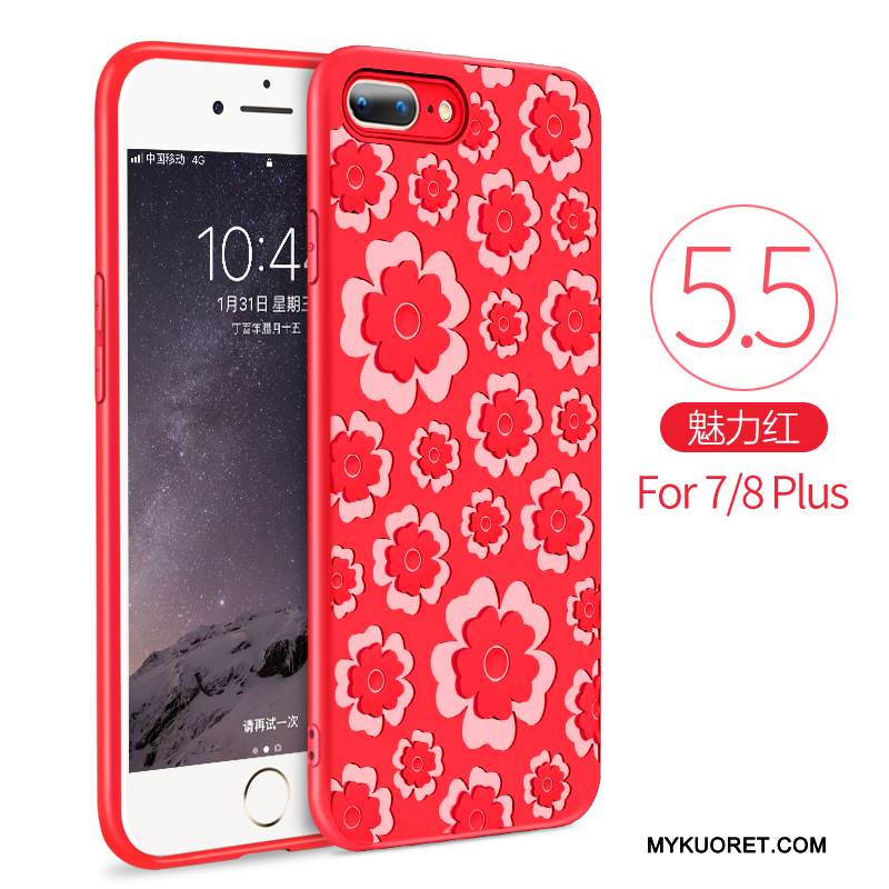 Kuori iPhone 7 Plus Silikoni Murtumaton Ohut, Kotelo iPhone 7 Plus Laukut Punainen Ultra