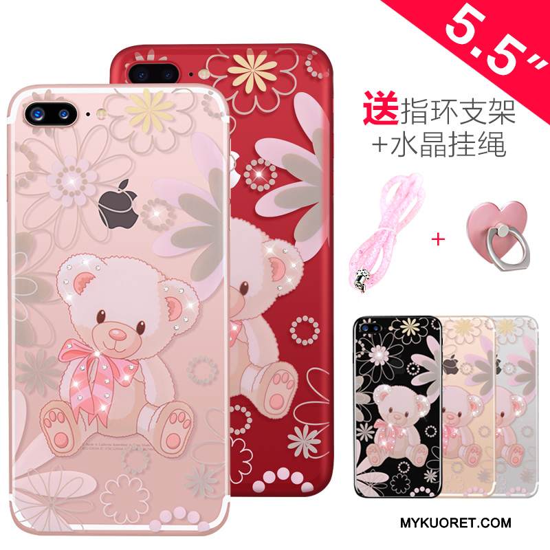 Kuori iPhone 7 Plus Strassi Jauhe Läpinäkyvä, Kotelo iPhone 7 Plus Silikoni Puhelimen Kuoret Ripustettavat Koristeet