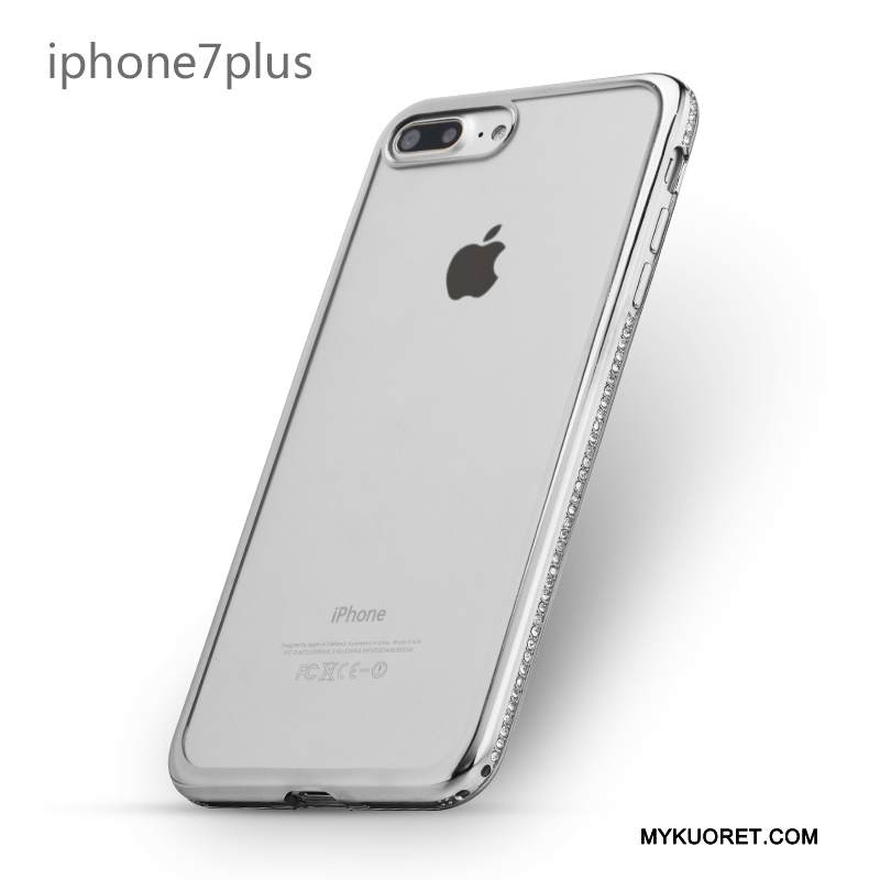 Kuori iPhone 7 Plus Strassi Kulta Puhelimen Kuoret, Kotelo iPhone 7 Plus Silikoni Murtumaton Hopea