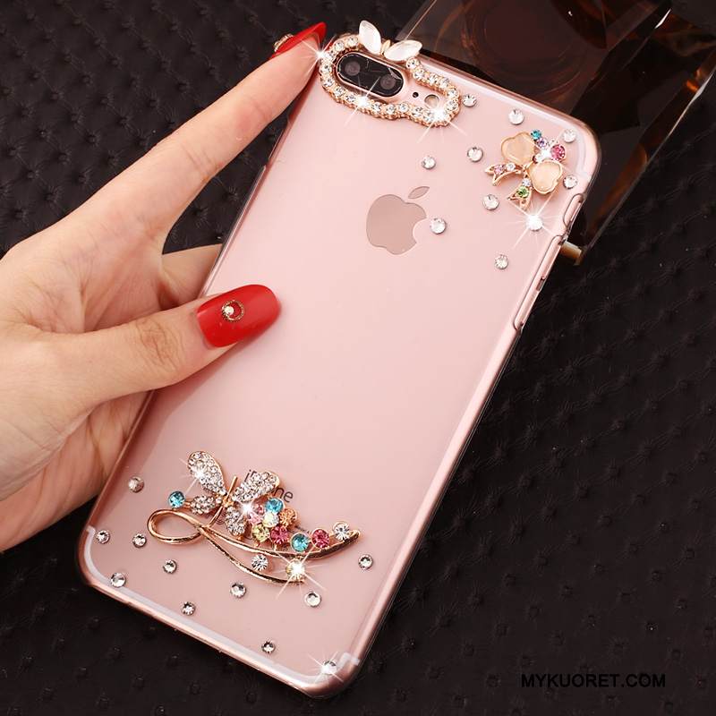 Kuori iPhone 7 Plus Strassi Kulta Puhelimen Kuoret, Kotelo iPhone 7 Plus Suojaus Jauhe Läpinäkyvä