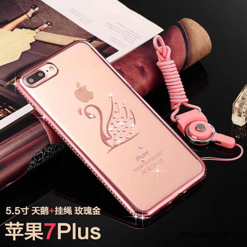 Kuori iPhone 7 Plus Strassi Murtumaton Läpinäkyvä, Kotelo iPhone 7 Plus Ylellisyys Kulta Puhelimen Kuoret