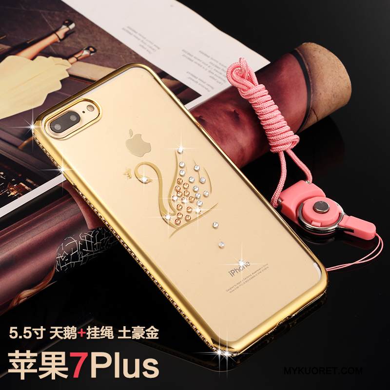 Kuori iPhone 7 Plus Strassi Murtumaton Läpinäkyvä, Kotelo iPhone 7 Plus Ylellisyys Kulta Puhelimen Kuoret