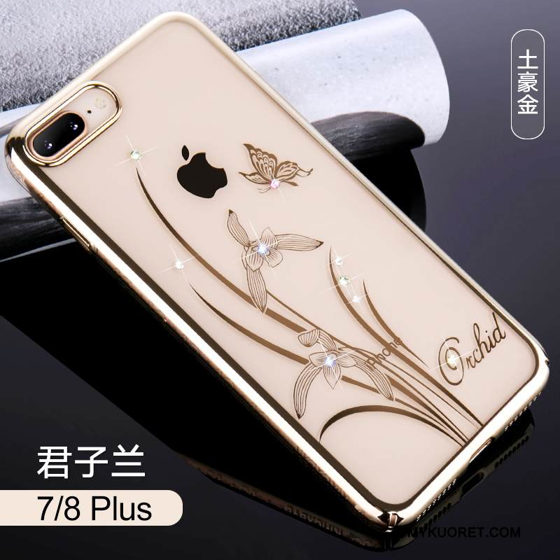 Kuori iPhone 7 Plus Strassi Tyylikäs Trendi, Kotelo iPhone 7 Plus Ylellisyys Puhelimen Kuoret Kulta