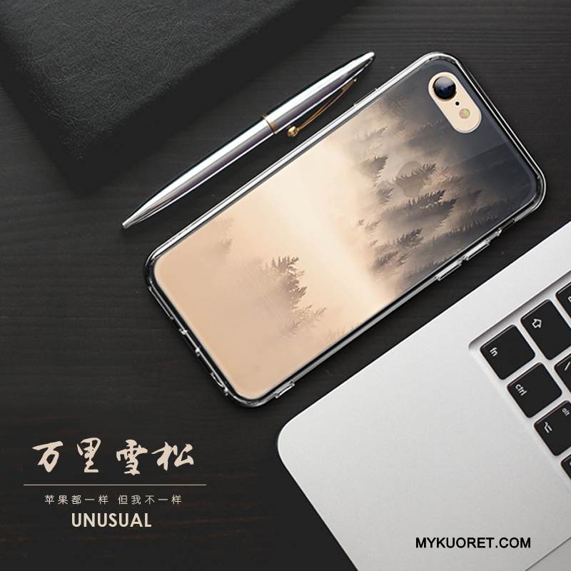 Kuori iPhone 7 Silikoni Murtumaton Puhelimen Kuoret, Kotelo iPhone 7 Pehmeä Neste Persoonallisuus Kiinalainen Tyyli