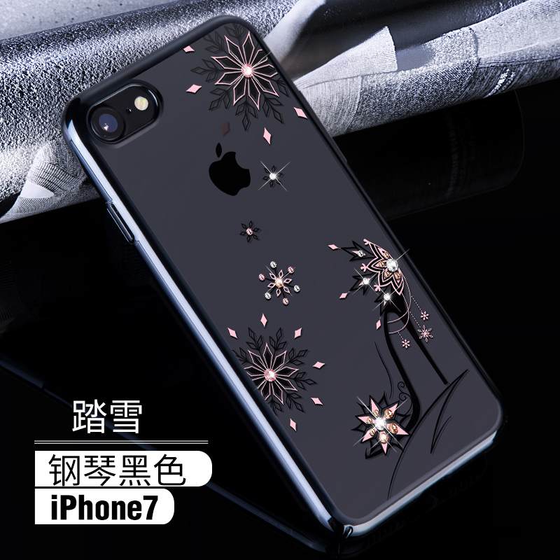 Kuori iPhone 7 Strassi Kulta Puhelimen Kuoret, Kotelo iPhone 7 Ylellisyys Läpinäkyvä Kova