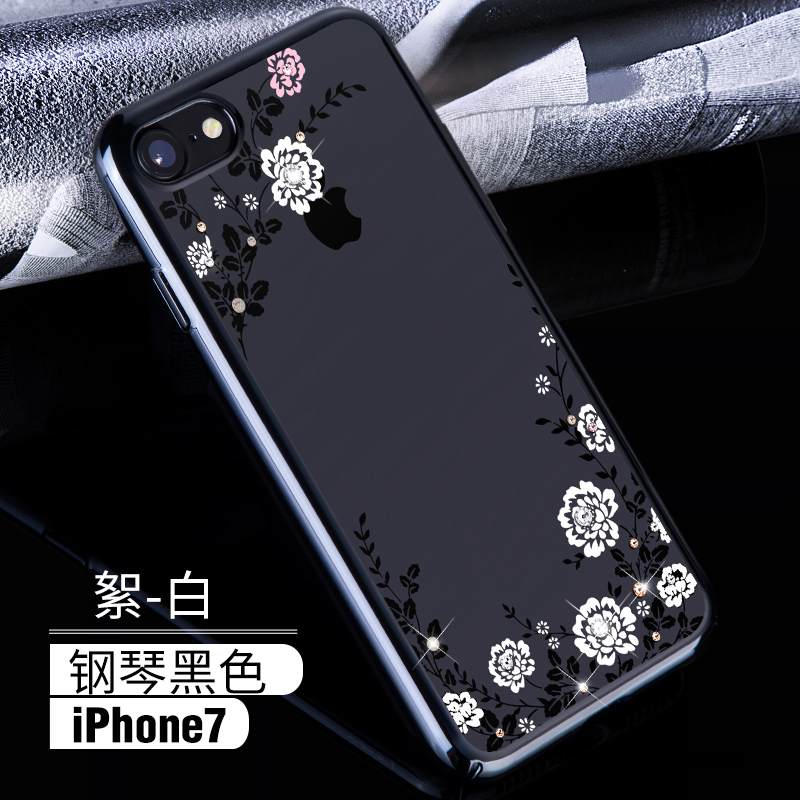 Kuori iPhone 7 Strassi Kulta Puhelimen Kuoret, Kotelo iPhone 7 Ylellisyys Läpinäkyvä Kova