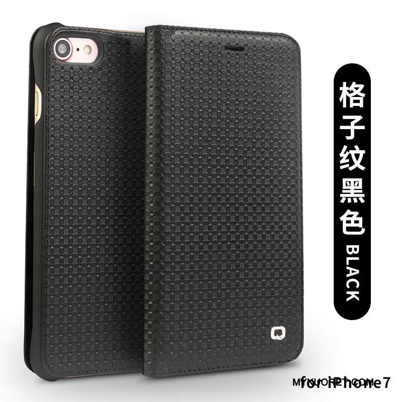 Kuori iPhone 7 Suojaus Liiketoiminta Musta, Kotelo iPhone 7 Nahka Puhelimen Kuoret