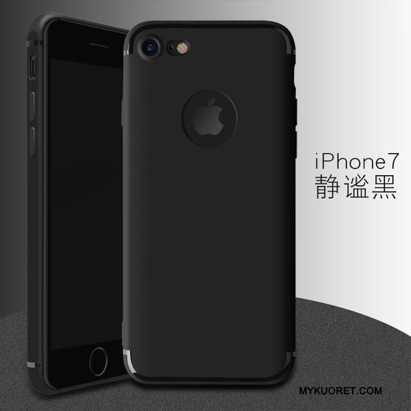 Kuori iPhone 7 Suojaus Murtumaton Pesty Suede, Kotelo iPhone 7 Pehmeä Neste Musta Ultra