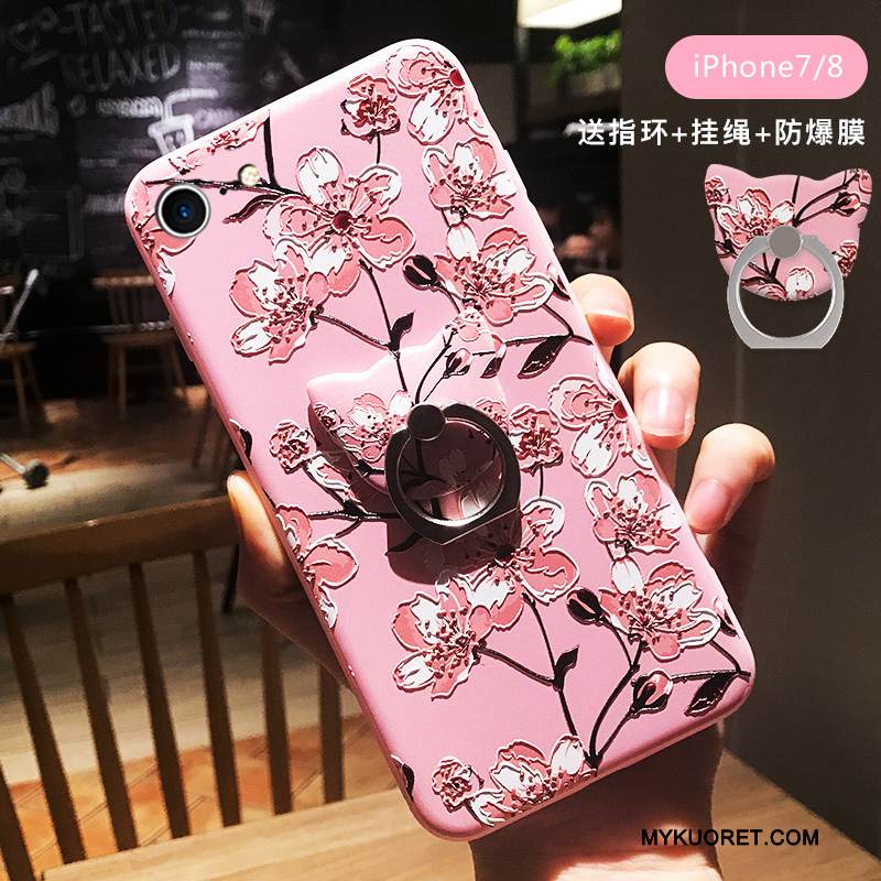 Kuori iPhone 8 Kohokuviointi Jauhe Musta, Kotelo iPhone 8 Laukut Persoonallisuus Luumu