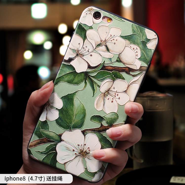 Kuori iPhone 8 Kohokuviointi Puhelimen Kuoret Ripustettavat Koristeet, Kotelo iPhone 8 Laukut Punainen Persoonallisuus