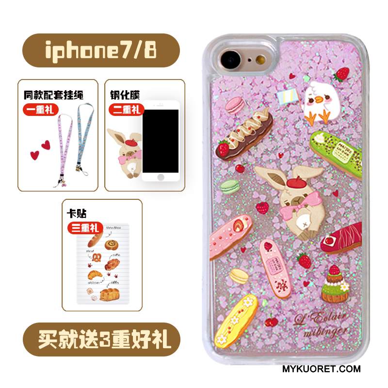 Kuori iPhone 8 Laukut Ihana Murtumaton, Kotelo iPhone 8 Monivärinen Juoksuhiekka Ripustettavat Koristeet