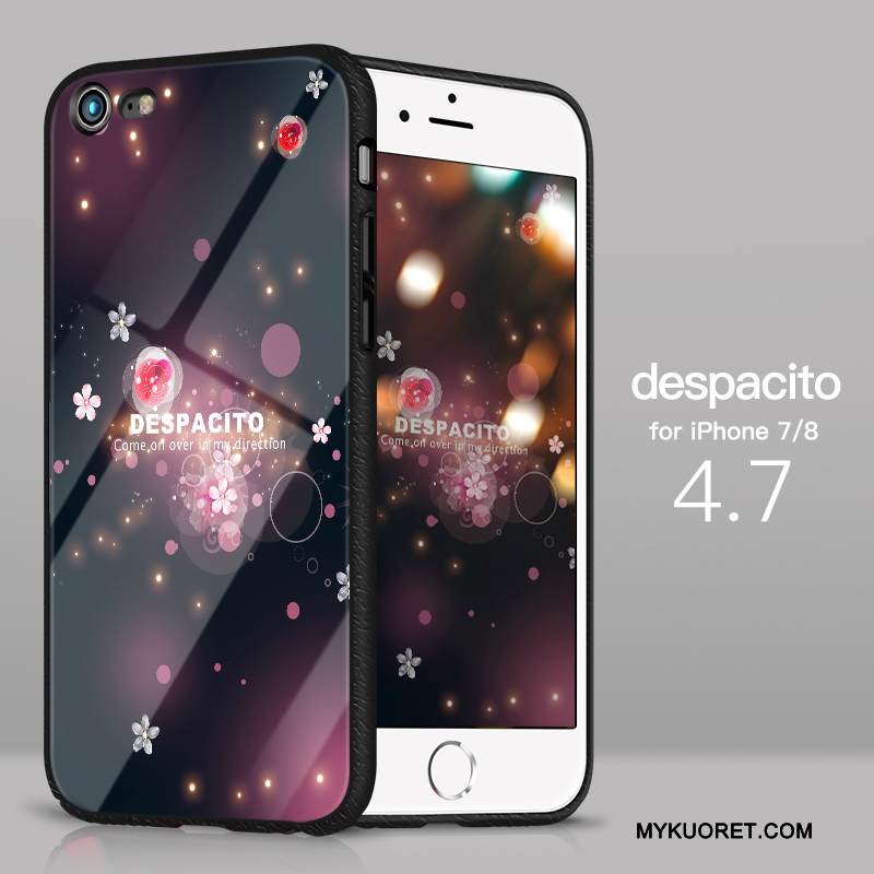 Kuori iPhone 8 Laukut Lasi Sininen, Kotelo iPhone 8 Silikoni Net Red Puhelimen Kuoret