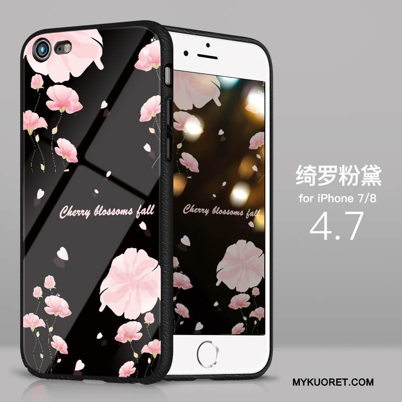 Kuori iPhone 8 Laukut Lasi Sininen, Kotelo iPhone 8 Silikoni Net Red Puhelimen Kuoret