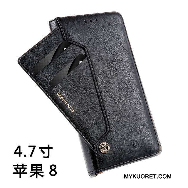 Kuori iPhone 8 Laukut Puhelimen Kuoret Kortti, Kotelo iPhone 8 Nahka Harmaa Liiketoiminta