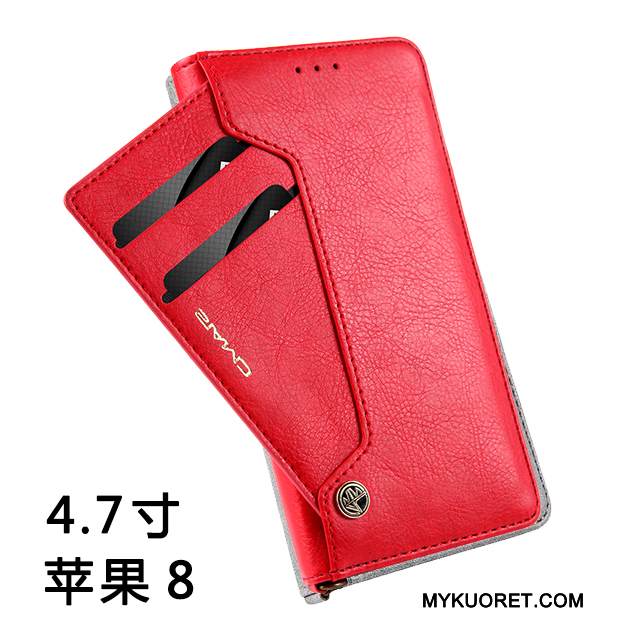 Kuori iPhone 8 Laukut Puhelimen Kuoret Kortti, Kotelo iPhone 8 Nahka Harmaa Liiketoiminta