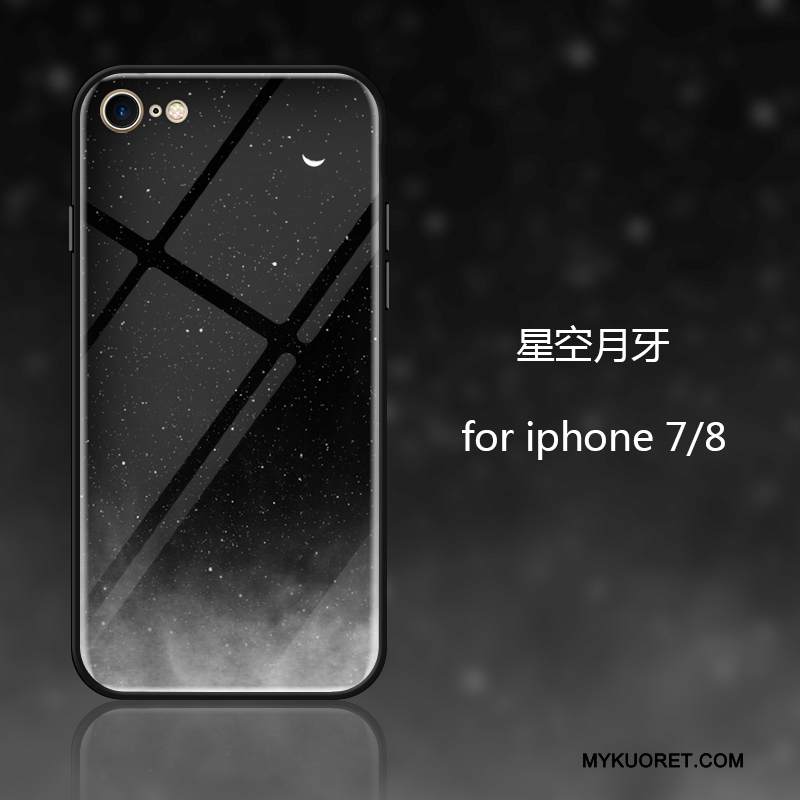 Kuori iPhone 8 Luova Lasi Musta, Kotelo iPhone 8 Silikoni Uusi Trendi