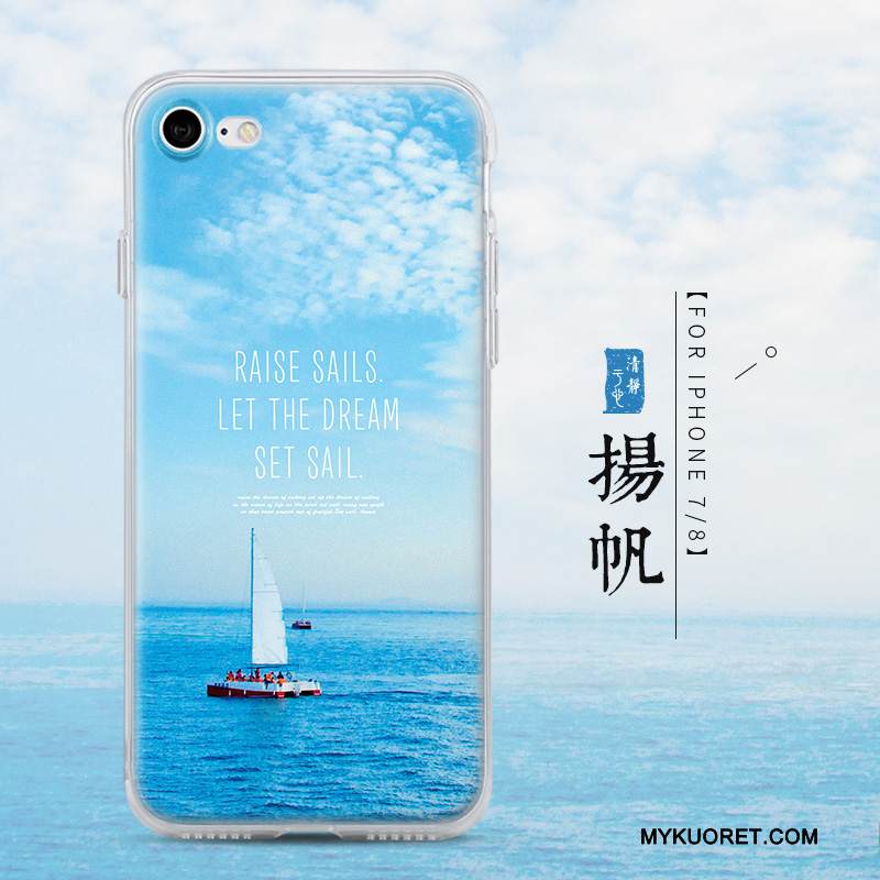 Kuori iPhone 8 Luova Ripustettavat Koristeet Sininen, Kotelo iPhone 8 Pehmeä Neste Trendi Puhelimen Kuoret