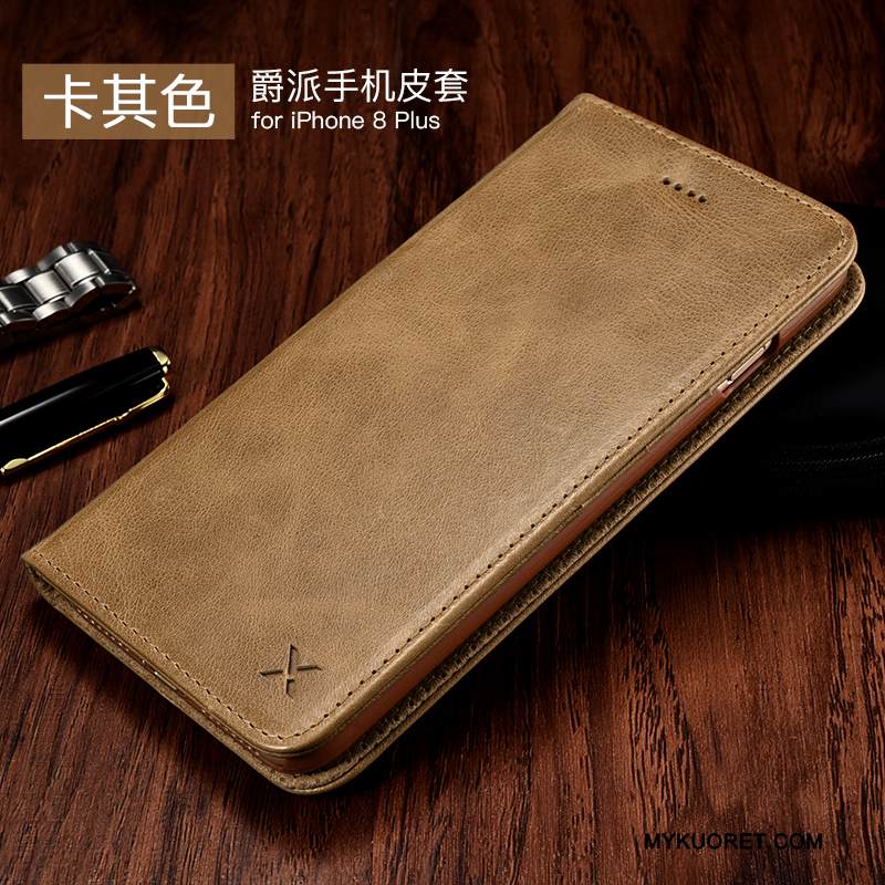 Kuori iPhone 8 Nahka Khaki Uusi, Kotelo iPhone 8 Kuoret Liiketoiminta Puhelimen Kuoret
