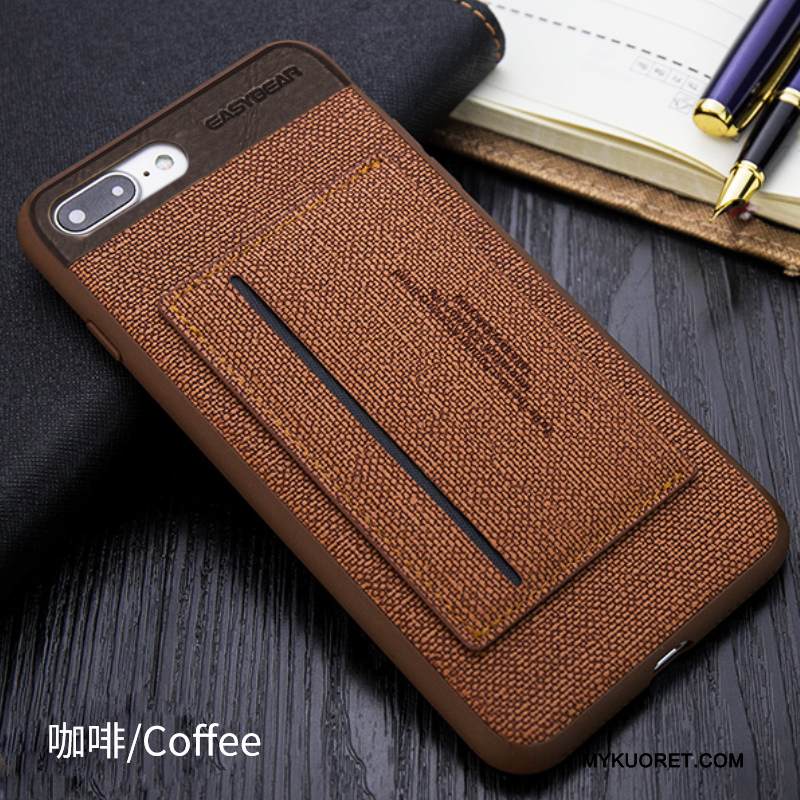 Kuori iPhone 8 Nahka Liiketoiminta Murtumaton, Kotelo iPhone 8 Suojaus Punainen Kortti