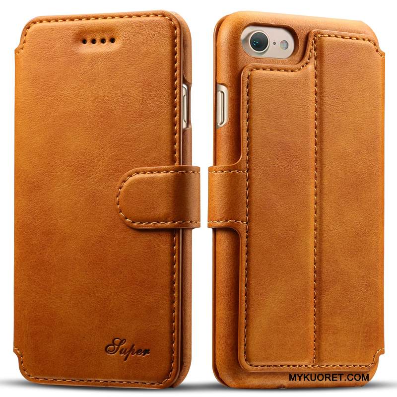 Kuori iPhone 8 Nahka Liiketoiminta Viini Punainen, Kotelo iPhone 8 Ylellisyys Murtumaton Puhelimen Kuoret