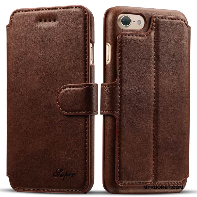 Kuori iPhone 8 Nahka Liiketoiminta Viini Punainen, Kotelo iPhone 8 Ylellisyys Murtumaton Puhelimen Kuoret