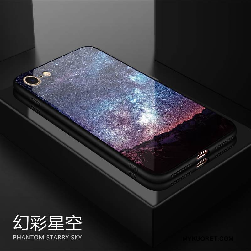 Kuori iPhone 8 Pehmeä Neste Tähtitaivas Violetti, Kotelo iPhone 8 Lasi Puhelimen Kuoret